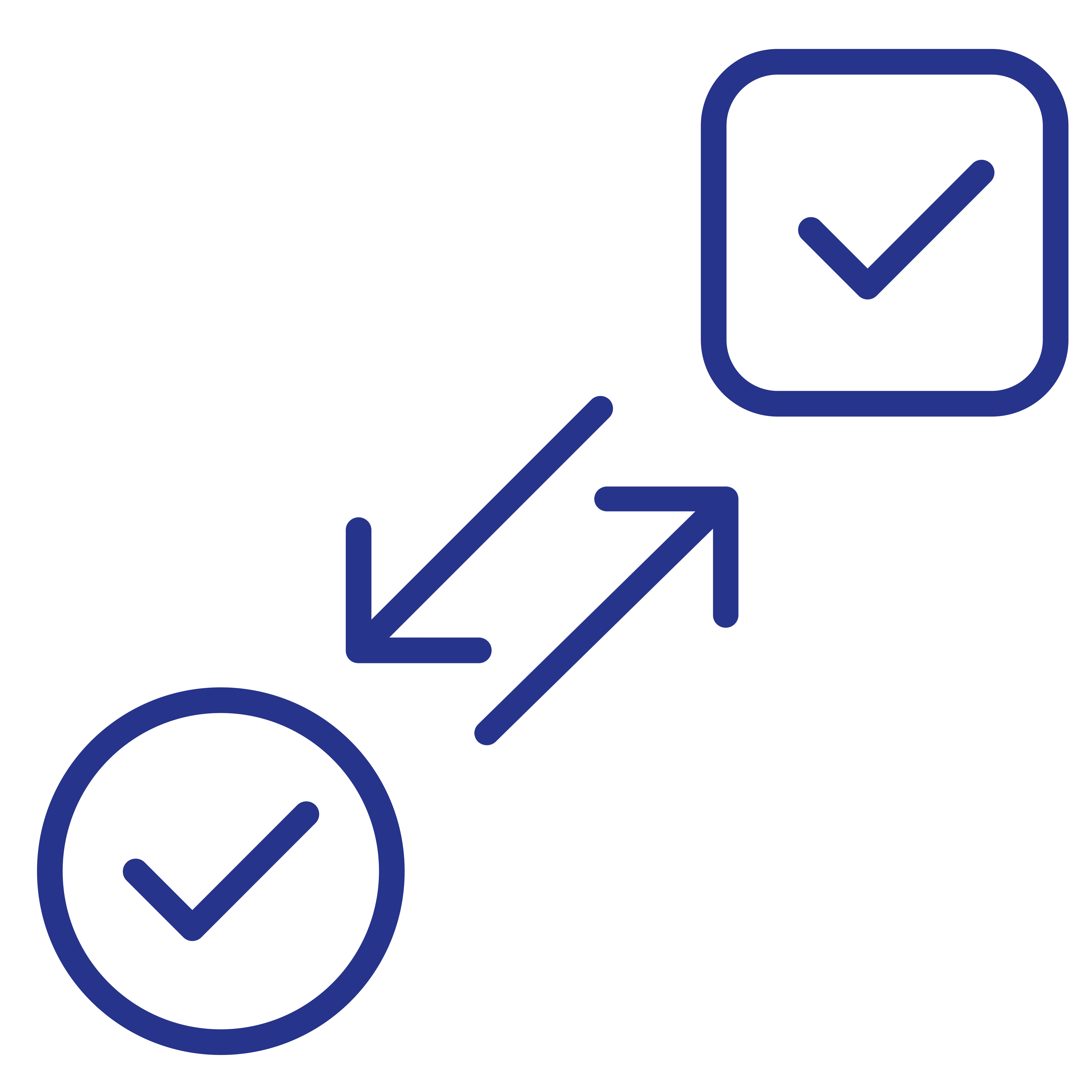 circle and square with check marks and connecting arrows