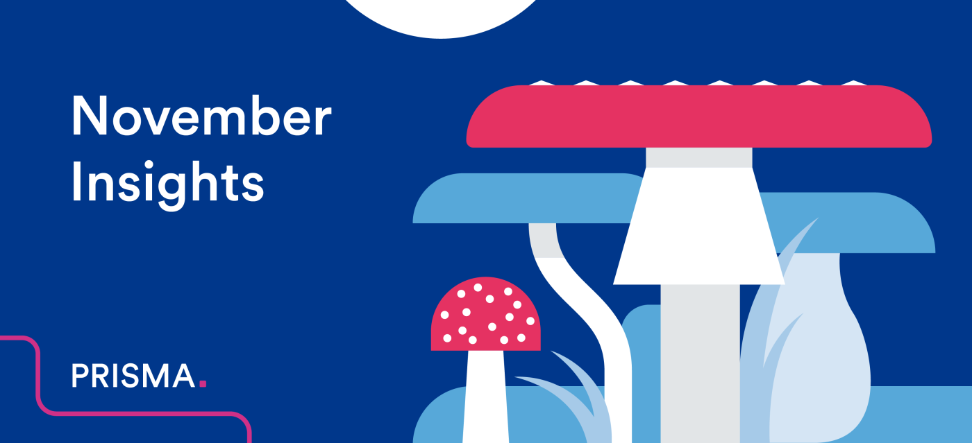 mushrooms on blue background