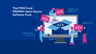 screen with </> symbols and box symbolises open source software